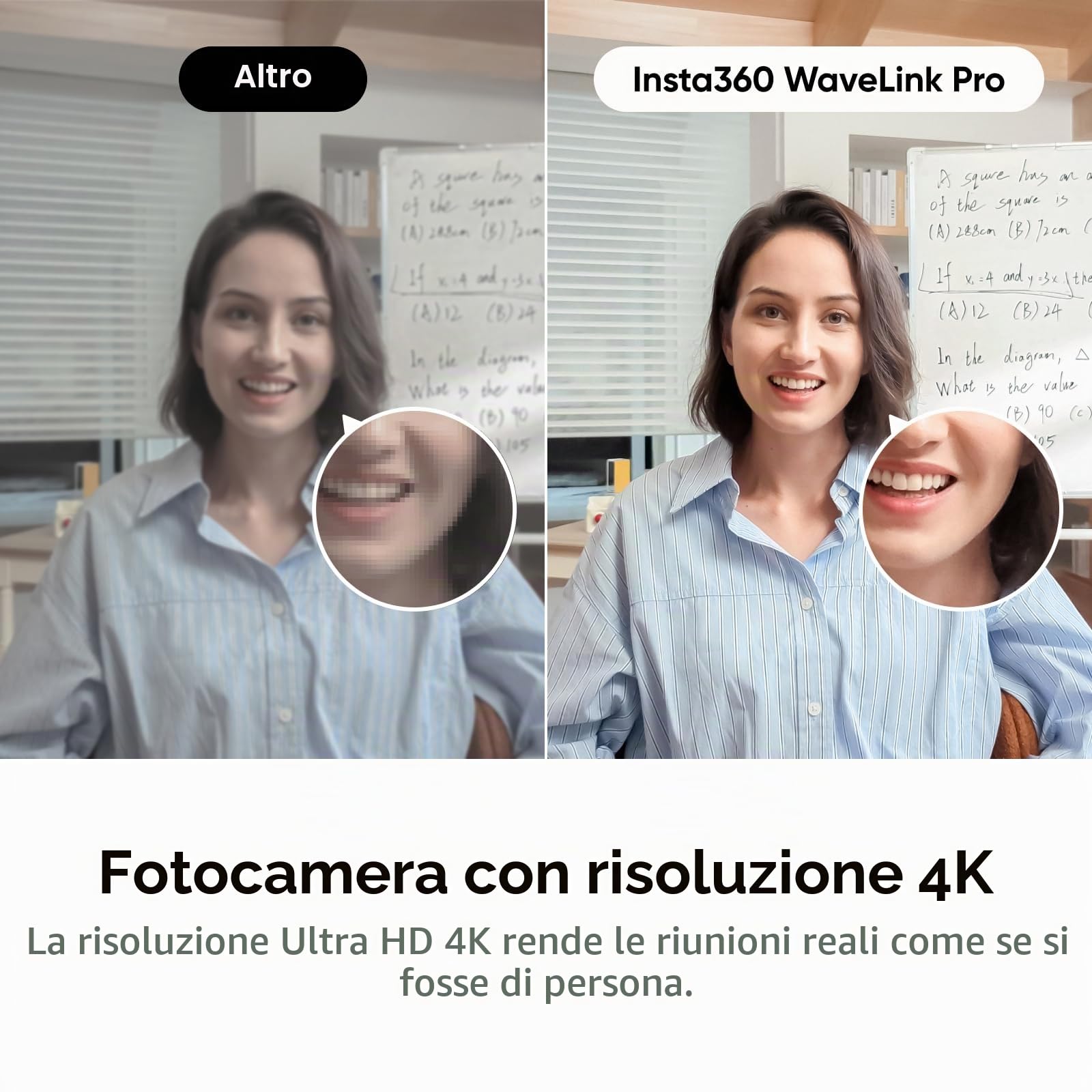Insta360 WaveLink Pro Nero grafite - Vivavoce e cam 4K per sale riunioni, tracciamento interlocutori, acquisizione vocale 5m 360°, riduzione rumore, trascrizione e riepiloghi IA, plug & play