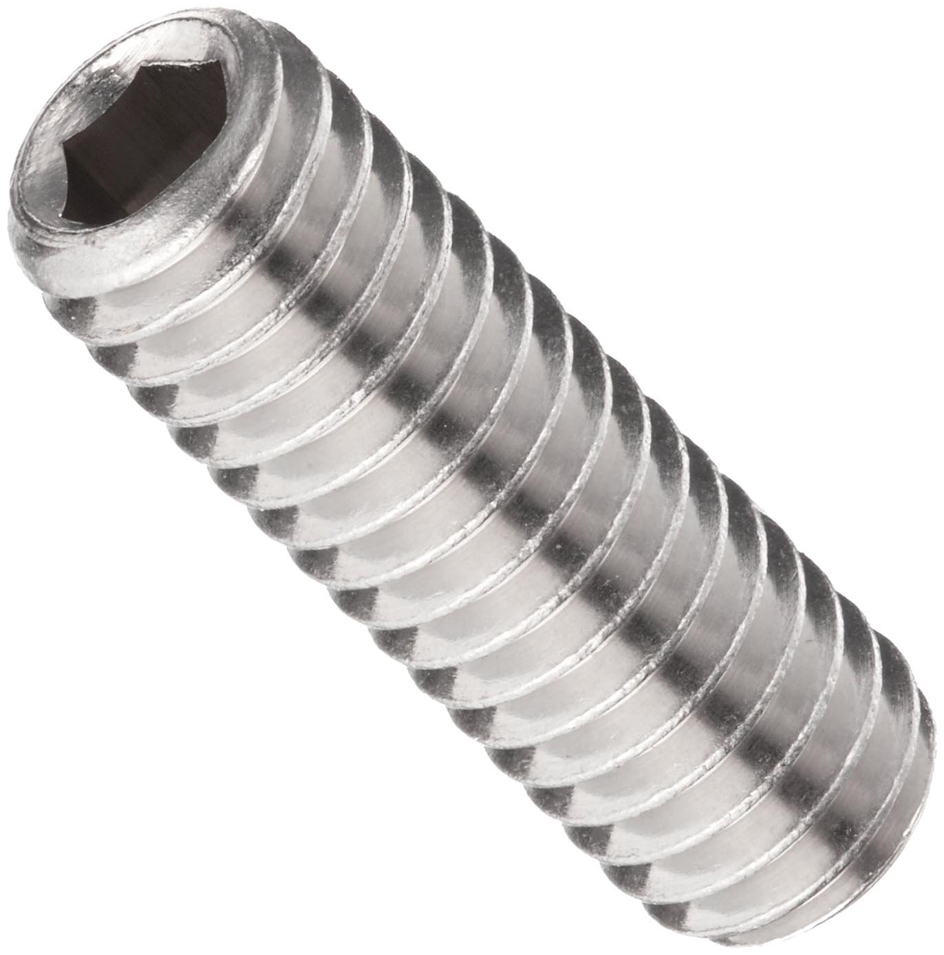 18-8 Stainless Steel Set Screw, Plain Finish, Hex Socket Drive, 1/2 Dog Point, Meets ASME B18.3/ASTM F880, 1/2" Length, 1/4"-20 UNC Threads, Imported (Pack of 100)