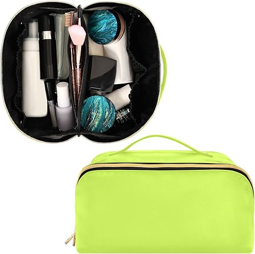 Miniatura 2 de MCHIVER Bolsa de cosméticos de viaje de gran capacidad negra para mujeres y niñas, bolsas de maquillaje planas abiertas para uso diario,