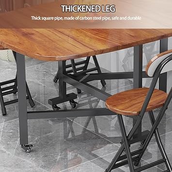 Drop Leaf Extension Folding Table with Wheels,Folding Dining Table,Expandable Foldings Tables for Small Spaces,dining tables for Kitchen, Bedroom, Living Room(Brown,100x60cm)