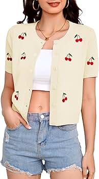 トップス short cardigan Women's Short-Sleeve Crew Cardigan | Women's Tops