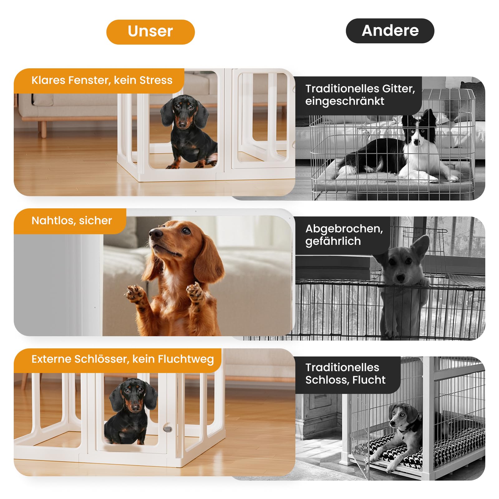 Gardner Pet Acryl Welpenauslauf, 60 cm, 14 PCS +2, Weiß | Mit Tür, Faltbar, Transparent, Mit Saugnäpfen, Für Welpen, Kaninchen, Katzen, Schweine
