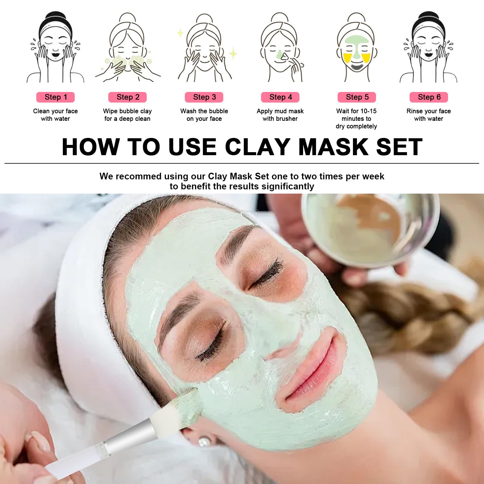 Amazon.com : 3-Pack Clay Face Mask Set with Brush | Dead Sea