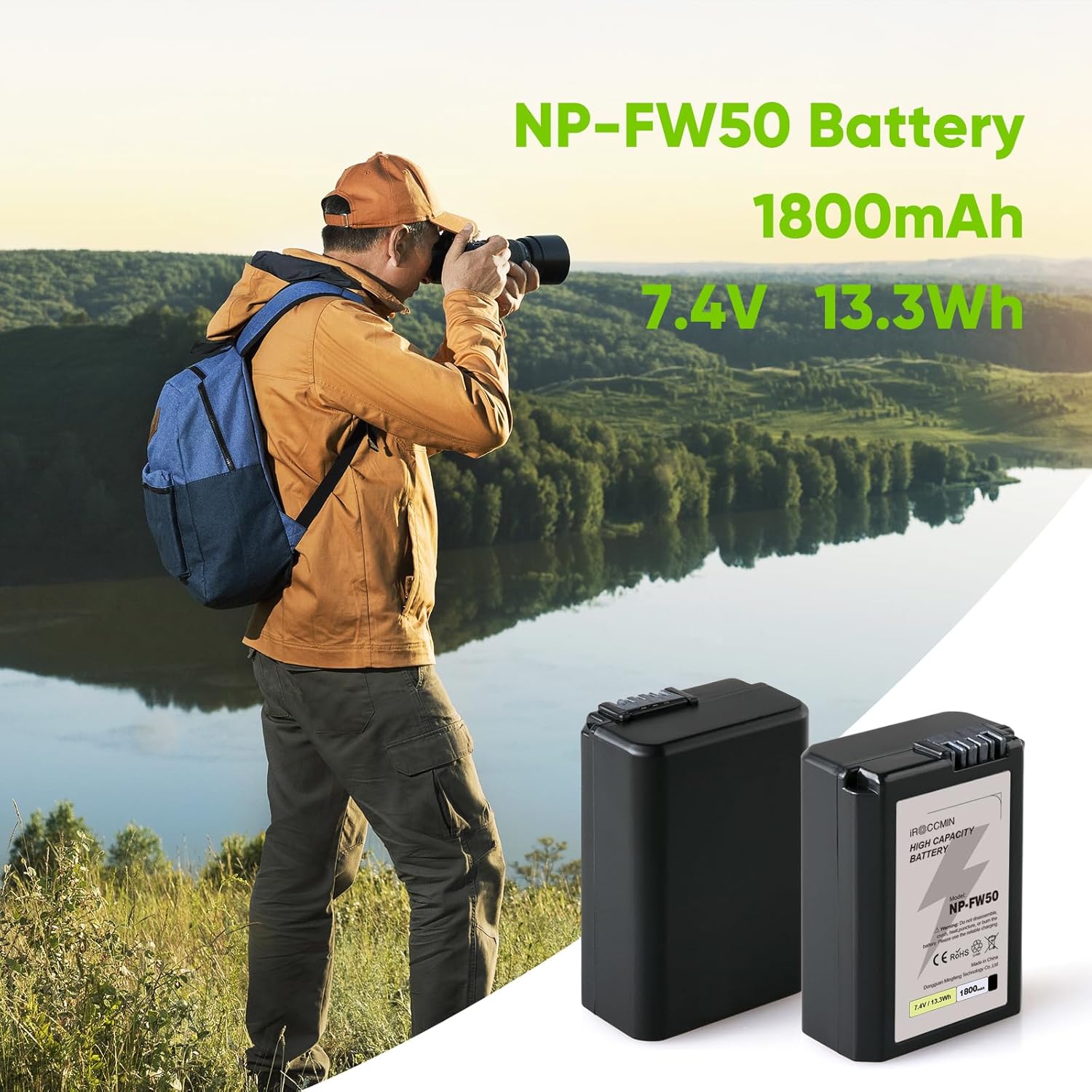 2-Pack NP-FW50 Battery, 1800mAh for Sony ZV-E10, Alpha a6500, Alpha a6300, Alpha a6000, Alpha a7 II, Alpha a7R II, Alpha a7S II, Alpha a5000, Alpha a5100 Camera - Image 7