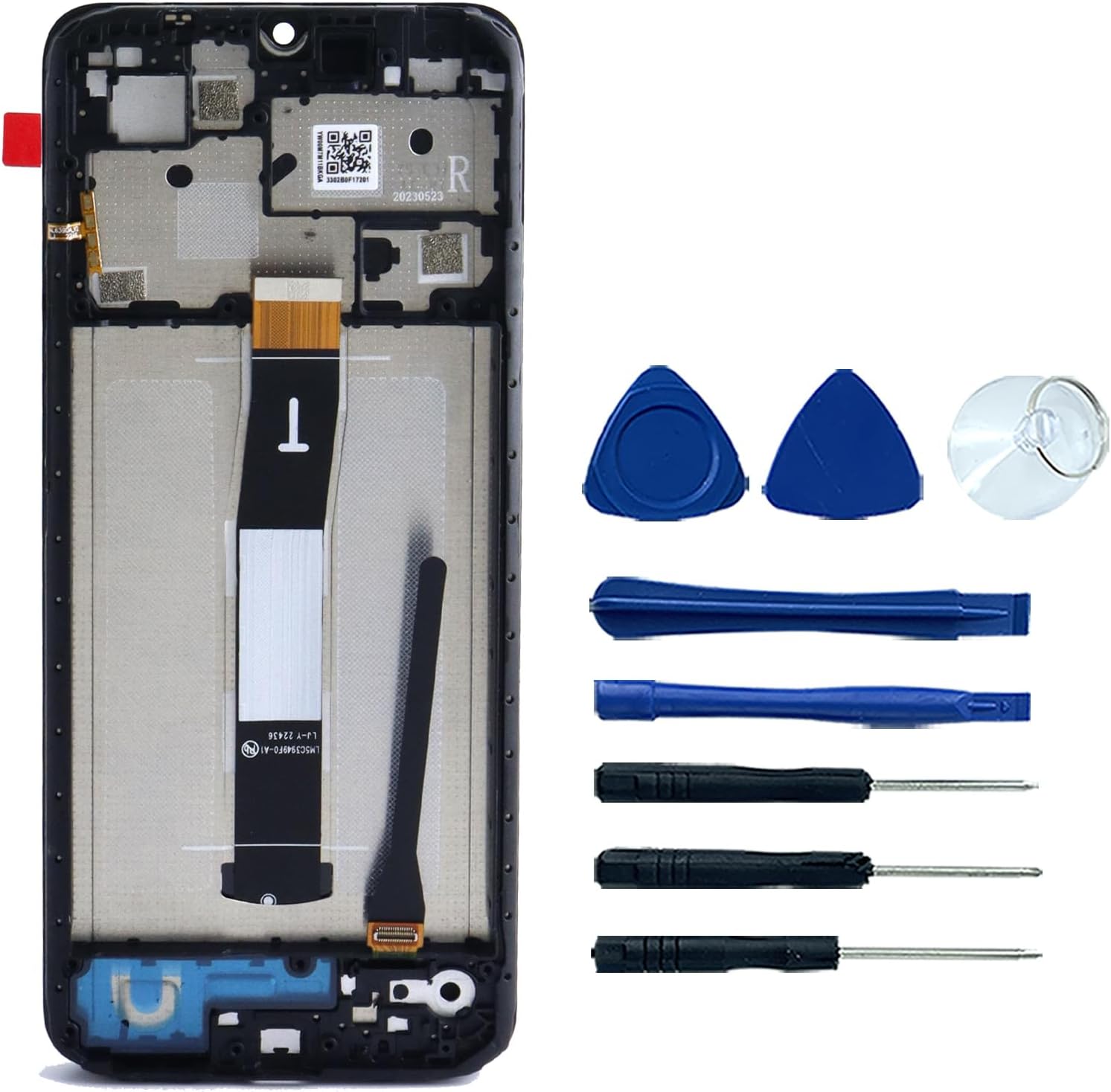 for Xiaomi Redmi 12C/Redmi 11A/Poco C55 LCD Display Touch Screen Digitizer Assembly Replacement Black (with Frame)