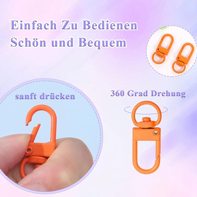 NISENTIA 15 db színes mini forgó karabiner kulcskarika kampó kézműves kulcstartó medálhoz