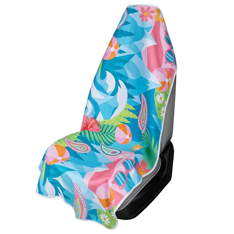 Capa de Banco Automotivo Impermeável em Microfibra DREAMANIA, Estampa Mountain Flowers, Banco Dianteiro, 1 unidade