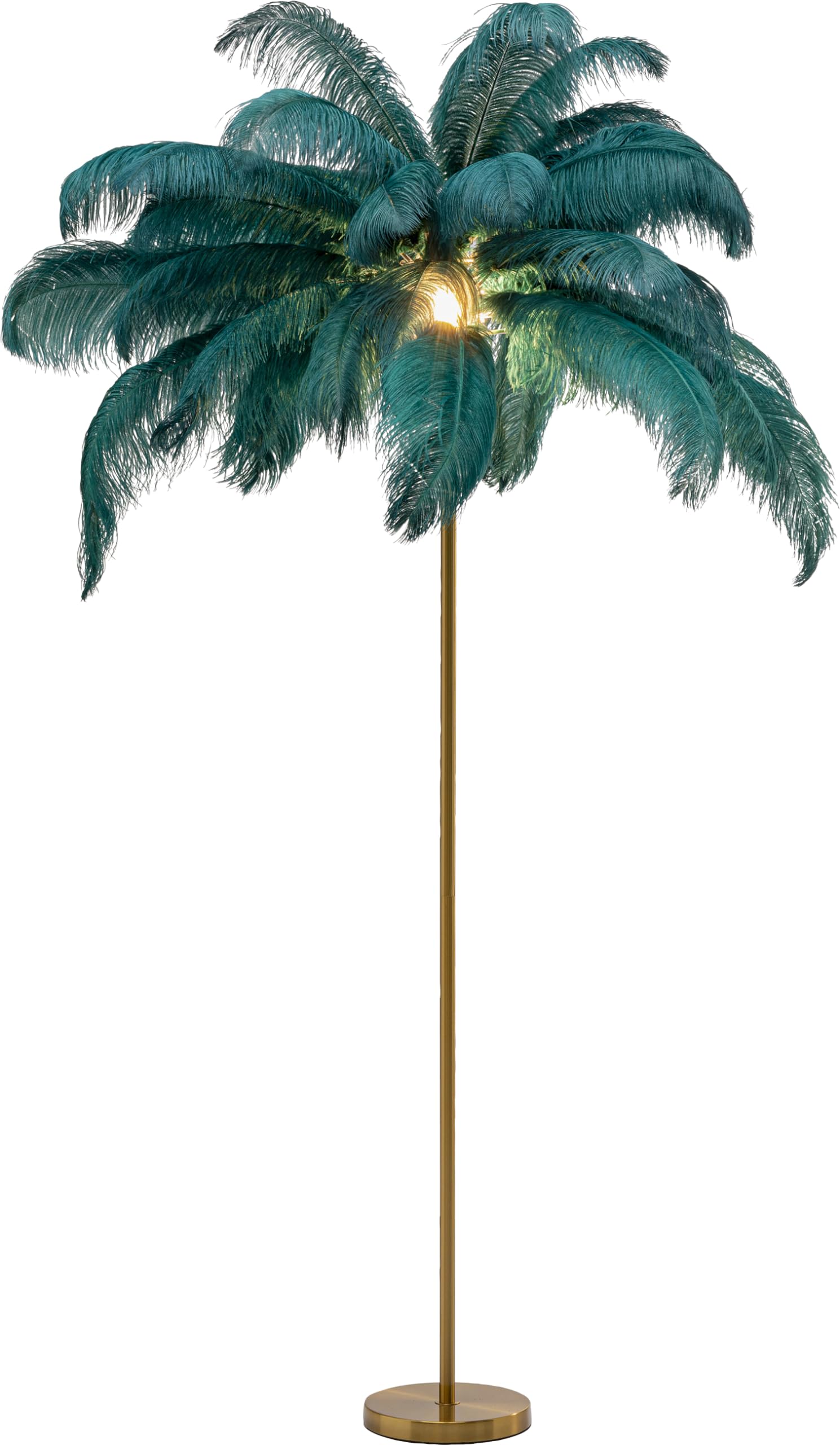 Kare Design lampada da terra Feather Palm, verde acqua, piantana, piume, stanza da letto, salone, stile boho, eleganute lussuoso, esotico, 165x65x65 (A/L/P), lampadina non inclusa