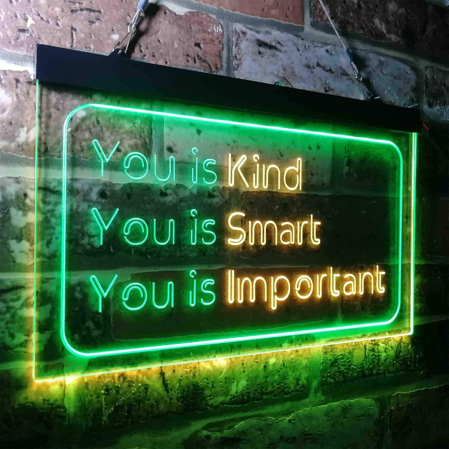 ADVPRO You is Kind You is Smart You is Important Quote Bedroom Dual Color LED Neon Sign Green & Yellow 12 x 8 Inches st6s32-i3691-gy