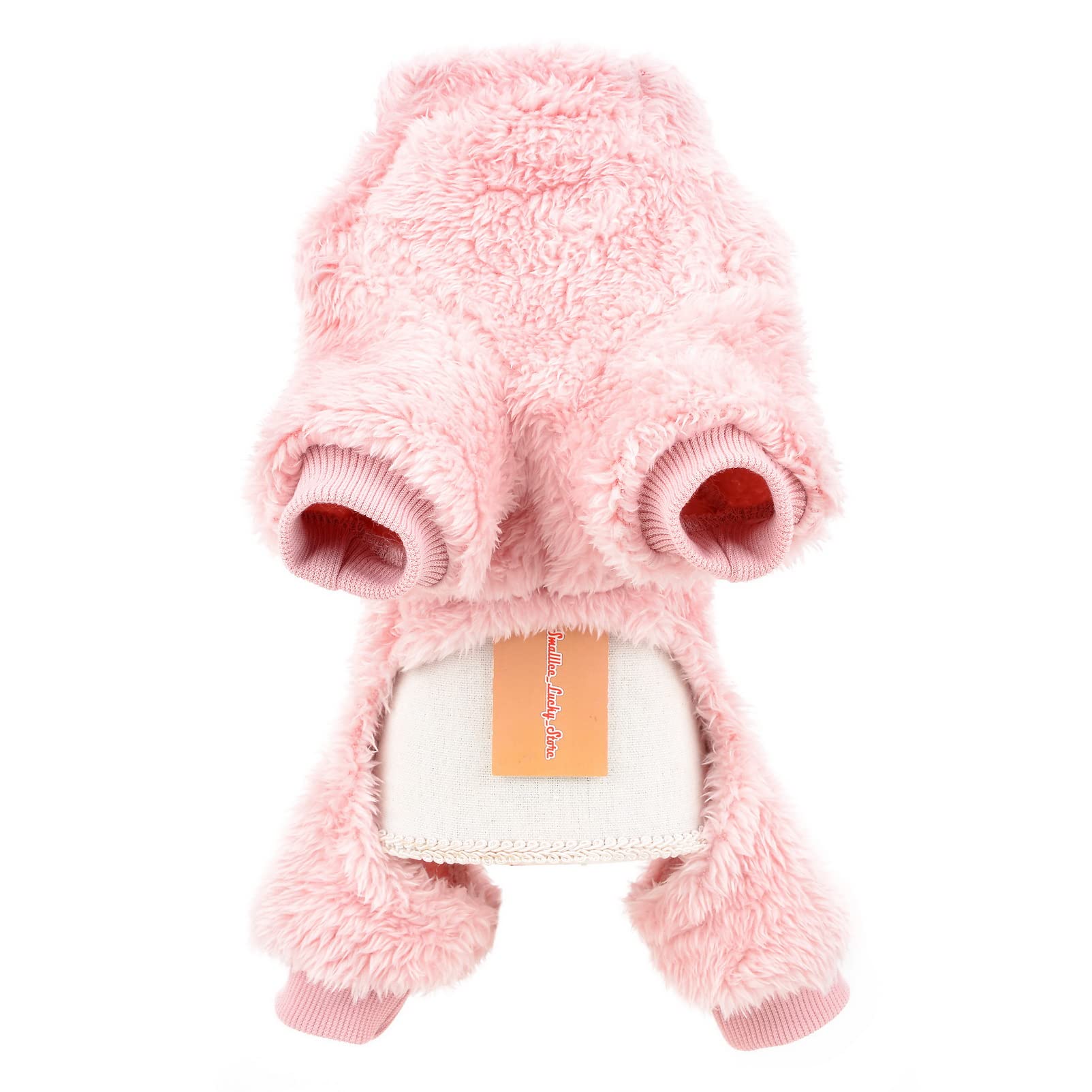 SMALLLEE_LUCKY_STORE Pet Thick Sherpa Fleece Pyjamas Pjs Jammies with D-ring for Small Dogs Cats Puppy Jumper Pajamas Jumpsuit Soft Coat Yorkie Chihuahua Warm Winter Clothes,Pink,L - Image 4