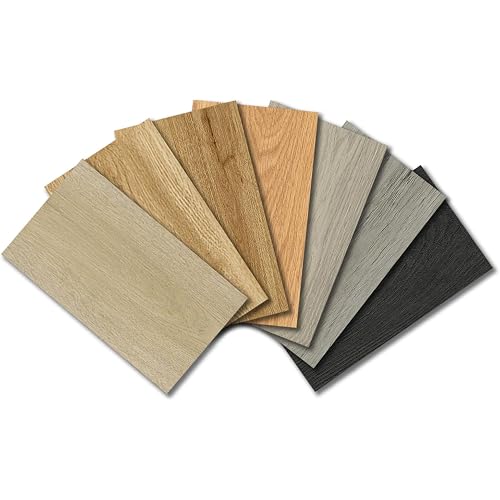 Mysflosy Peel & Stick Floor Tile, Waterproof Luxury Vinyl Flooring Self-Adhesive, Wood-Look Vinyl Planks for DIY Installation, 7-Pack Sample Set