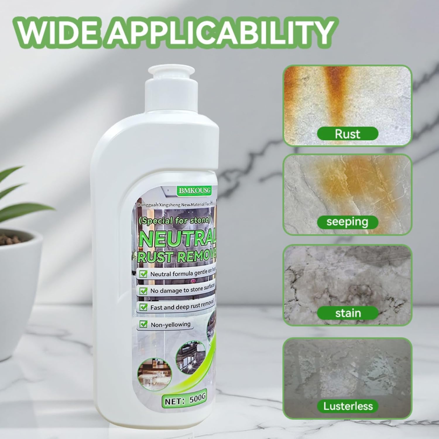 500ml Rust Stain Remover Neutral Metal Cleaner Marble Rust Remover - Powerful and Effective in Removing Rust and Stains From Marble, Granite, Tile, and Metal (500, Milliliters)