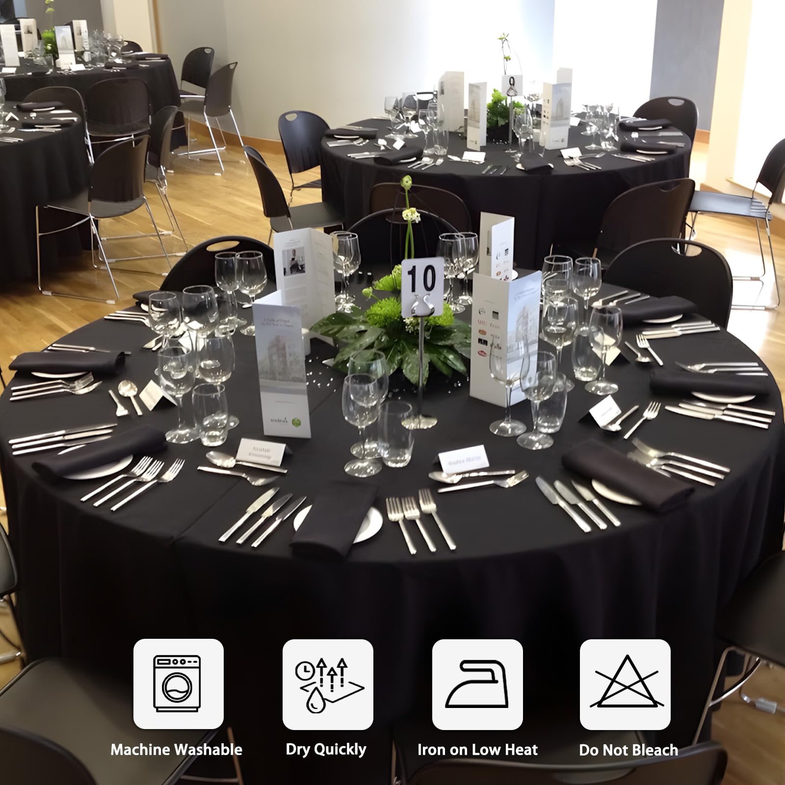 Black Tablecloths - 8 Packs, 120 Inch -6 Black Tablecloths - 8 Packs, 120 Inch -6