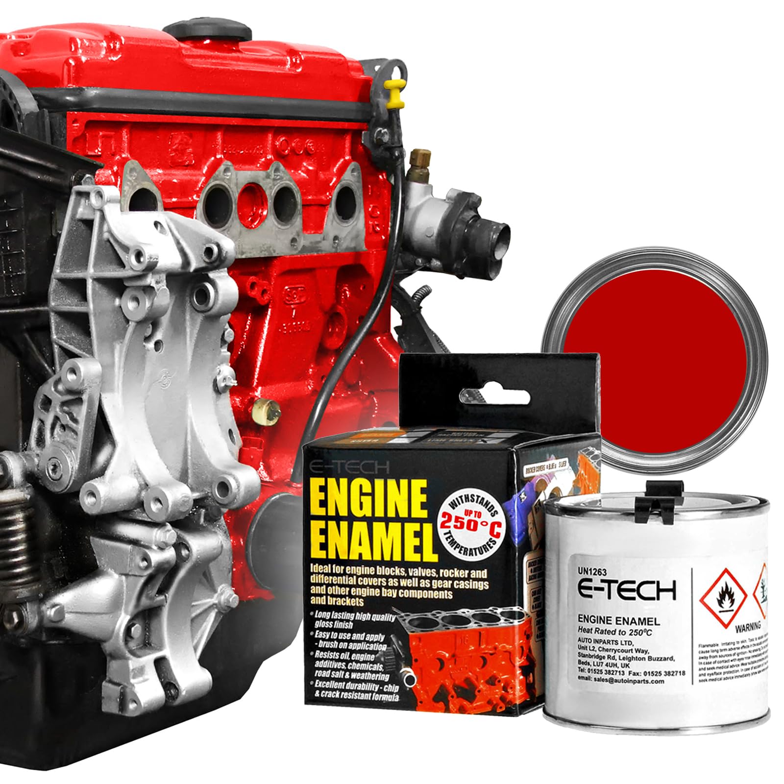 E-TECH Engine Enamel - 250ml Brush-on paint (Red)