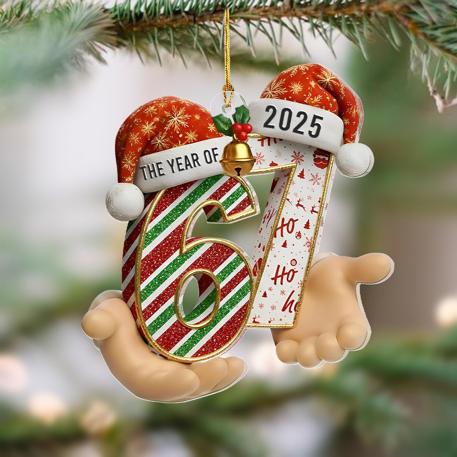 Santa Says Six Seven Christmas Ornament 2025 - Funny 67 Meme Ornament, Funny Christmas Ornaments 2025 - Santa Ornaments for Christmas Tree - Stocking Stuffers for Teens - Teen Girls Trendy Stuff - Image 5