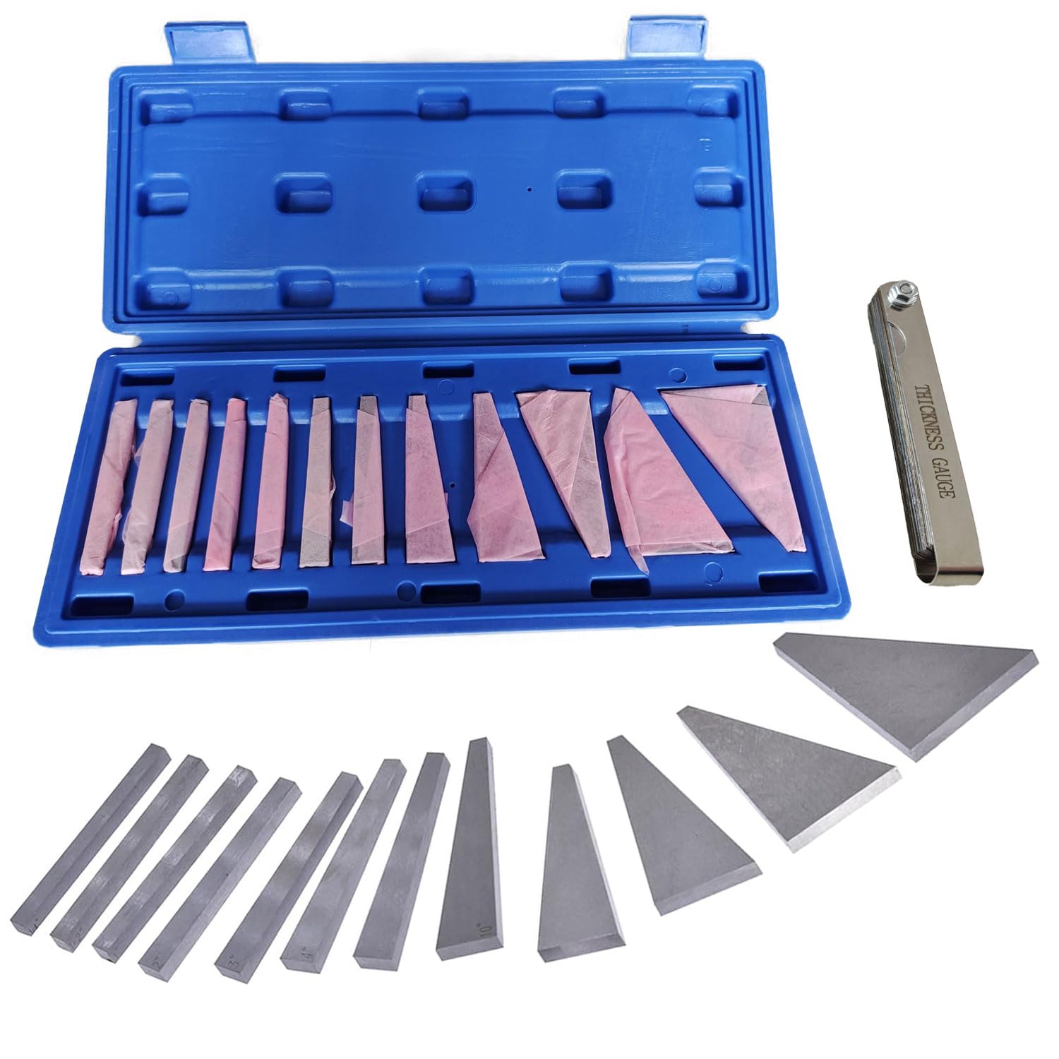 UpAmcarker Precision Angle Block Set 1/4, 1/2 1, 2, 3, 4, 5, 10, 15, 20, 25, 30 Degree Machinist Tools Milling Ground Gauge Angle Gage Inspection Block Set (12Pcs Angle Gauge Block)-picture-21