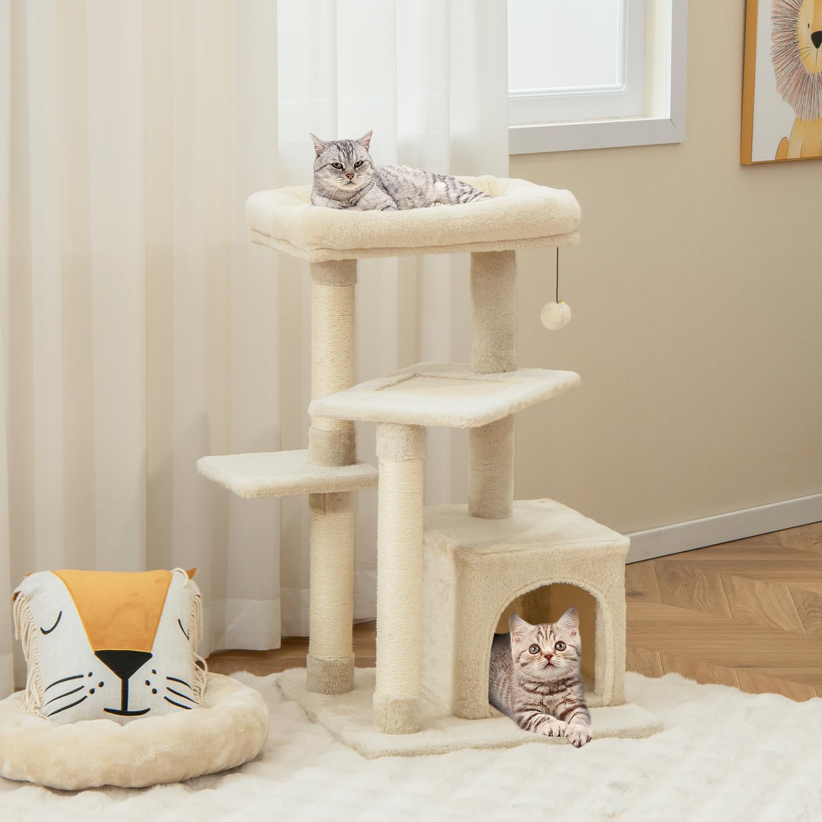 Tiragraffi Per Gatti Grande Con Cuscino - 163 Cm, Sisal, Base Stabile, Per Gatti Adulti Fino A 15 Kg - Foto 8