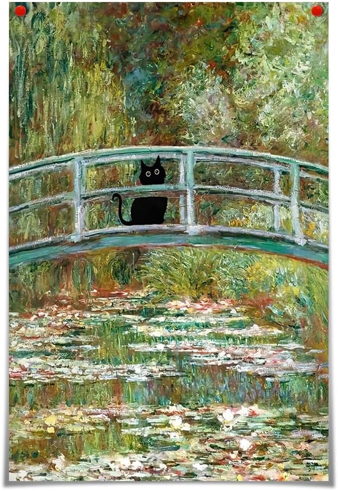 Amazon.com: Monet Canvas Wall Art Famous Oil Painting Monets Black Cat ...
