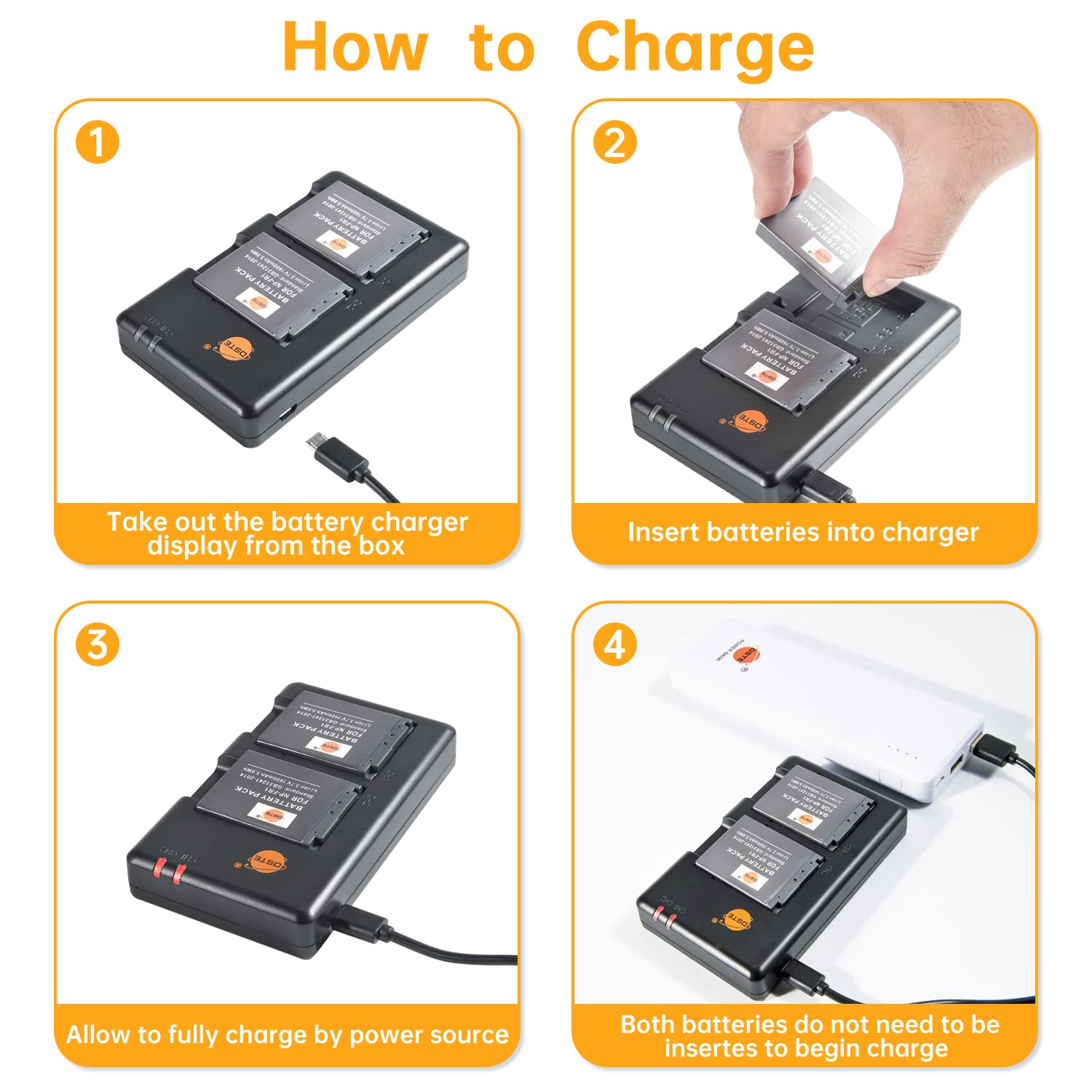 2 Batteries NP-FR1 1600mAh + Chargeur USB Pour Sony Cyber-Shot DSC-P100, P120, P150, P200, T30, T50