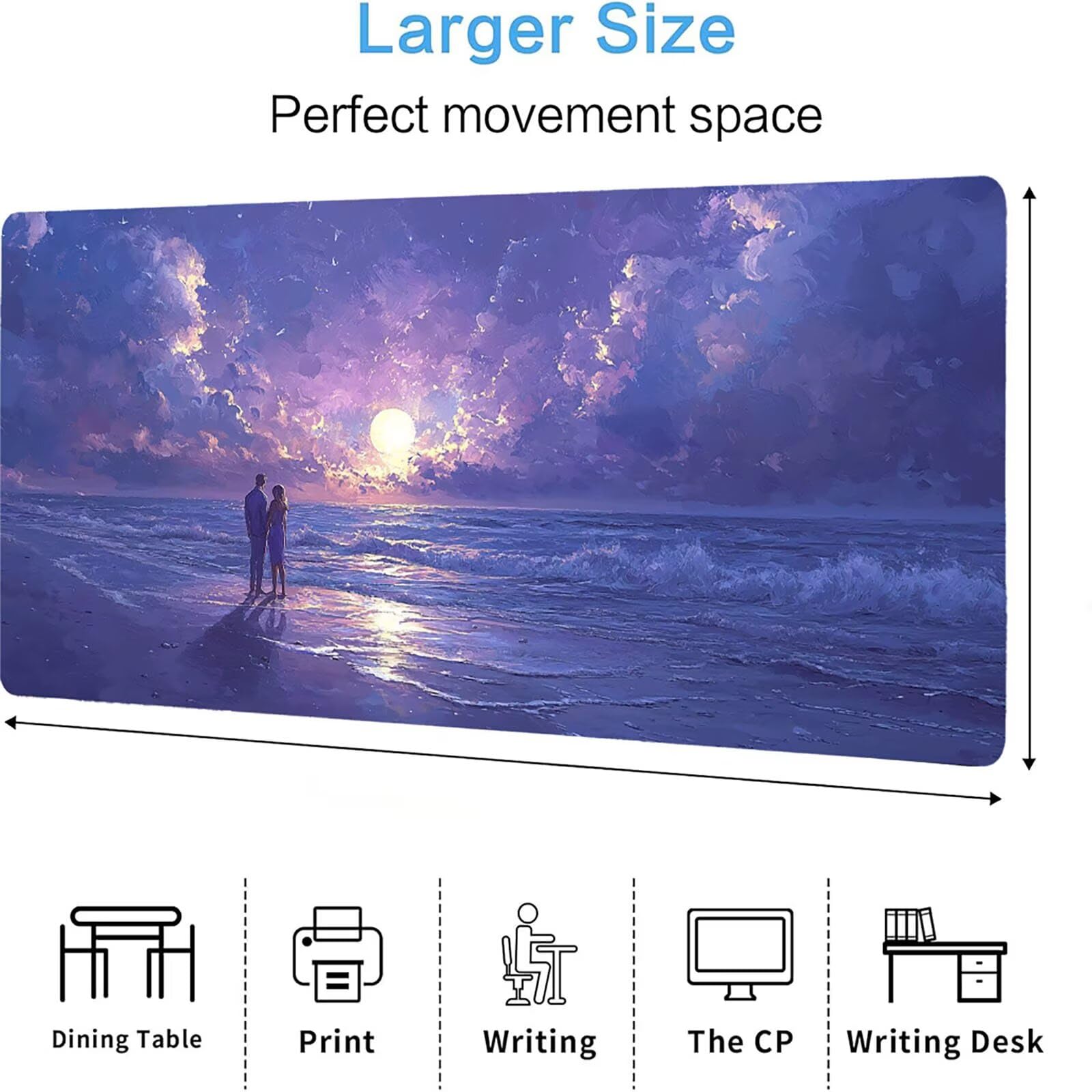 Podkładka pod mysz nocną, podkładka pod mysz do gier XXL 1200 x 600 x 5 mm, podkładka na biurko dla graczy, bardzo duża bezszwowa mata na stół dla graczy, antypoślizgowa podstawa, wodoodporna