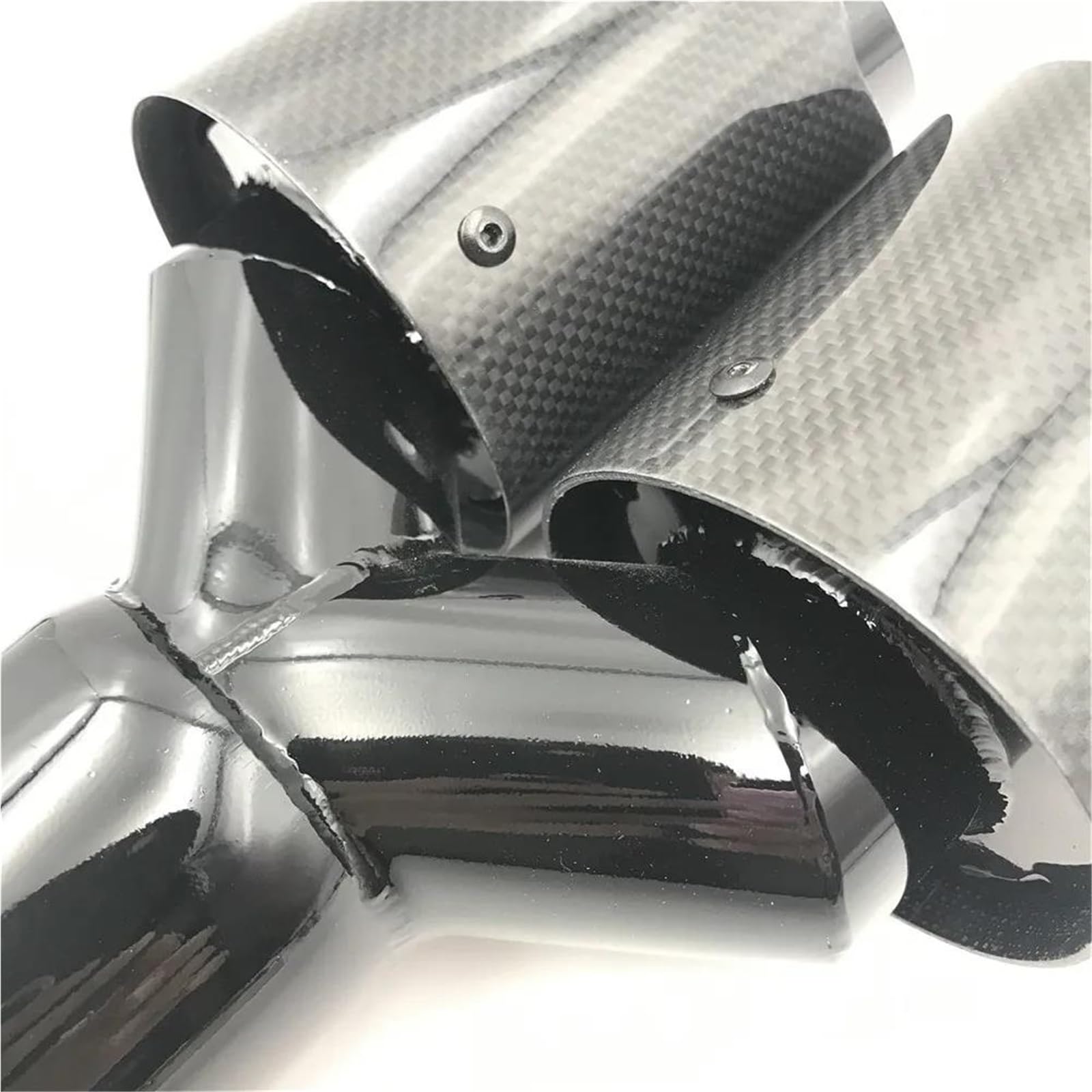 Terminale Di Scarico 1 Pz Lucido In Fibra Carbonio Doppio Silenziatore Punta Tubi Scarico Tubi Scarico Universale Nero In Acciaio Inox Tubo Per BMW F30 E90 Silenziatore Coda Tubo(60MM -76MM)