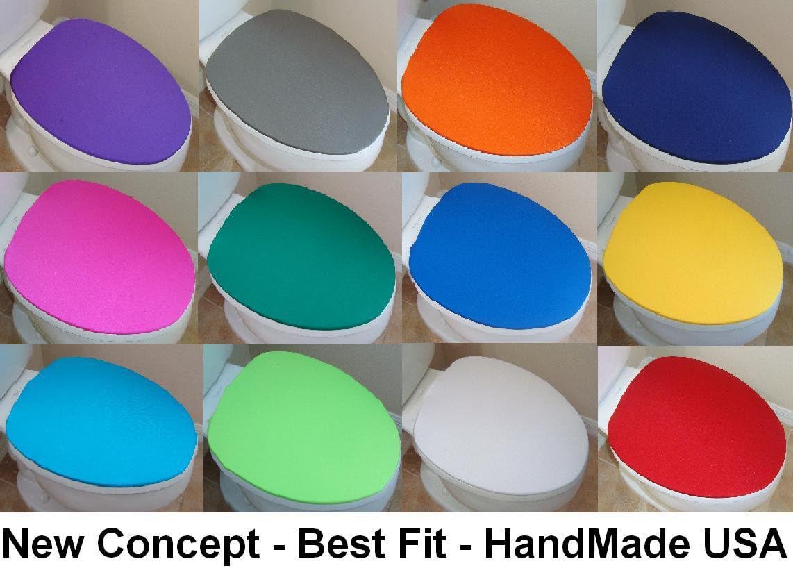 Spandex Fabric Cover for a lid Toilet SEAT fits on Round & Elongated Models - Handmade in USA (Blue Navy) : Home & Kitchen