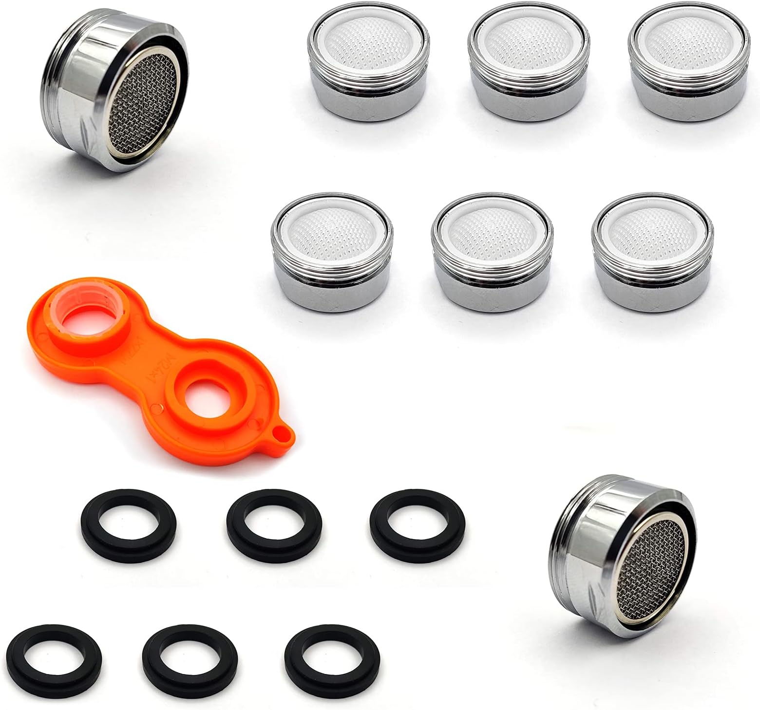 Does not apply 6 Pcs M24 Tap Aerator Replacement Part, Stainless Steel Tap Aerator Nozzle, Kitchen Bathroom Faucet Filter Tap Thread Nozzle with Gaskets and Faucet Aerator Wrench