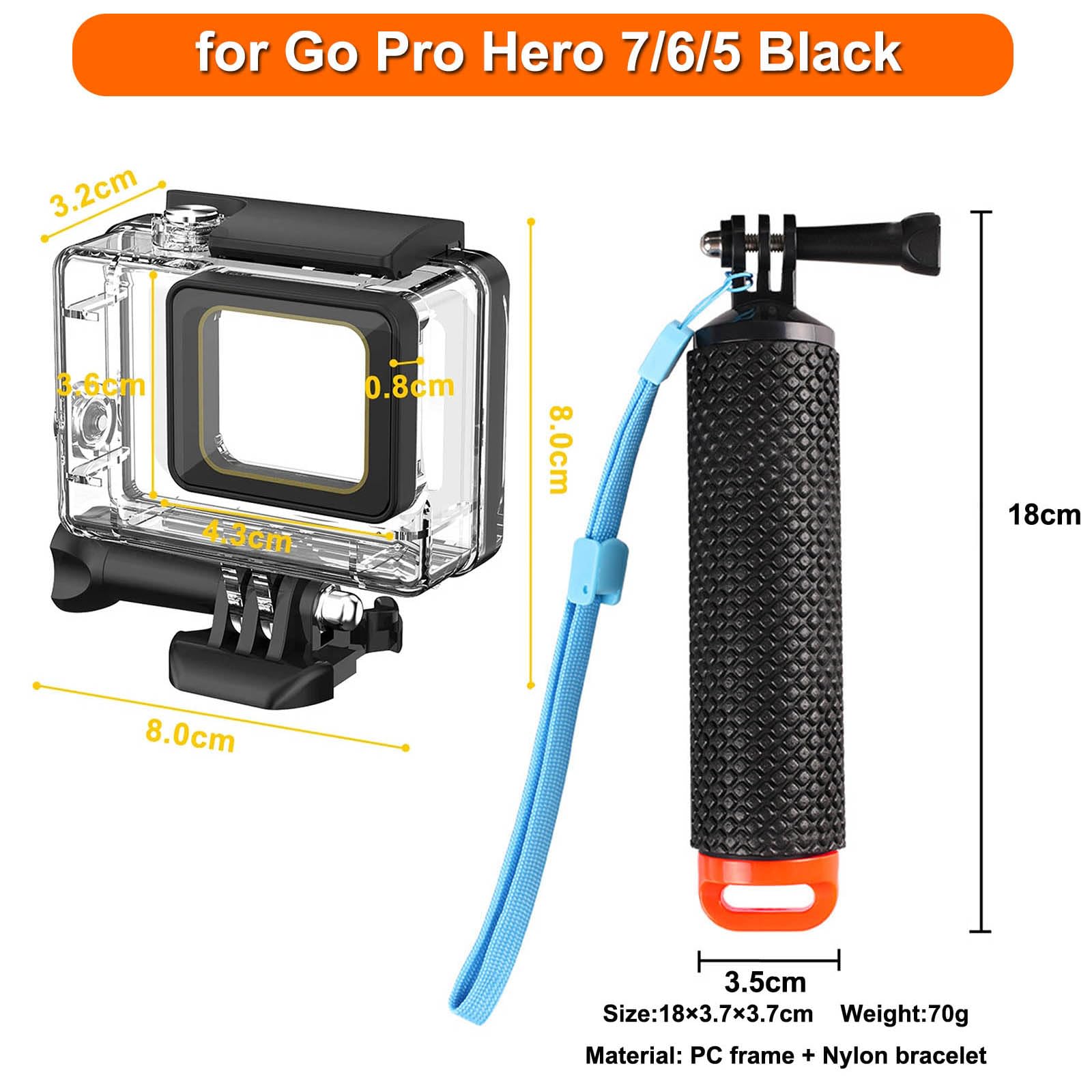 GoPro -  GoPro HERO7 BLACK 防水マウント付き Amazon | Go Pro Hero 7 6 5 ブラック防水ハウジングケース 45M