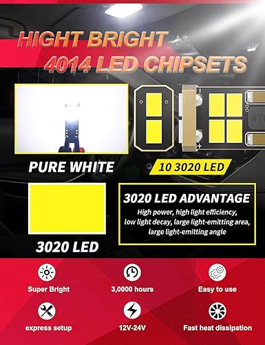 Miniatura 4 de Bombillas LED Canbus 168 T10 194 12-24V 10-3020SMD 6500K blancas superbrillantes para cúpula mapa, puerta, maletero, cortesía, luces de matrícula,