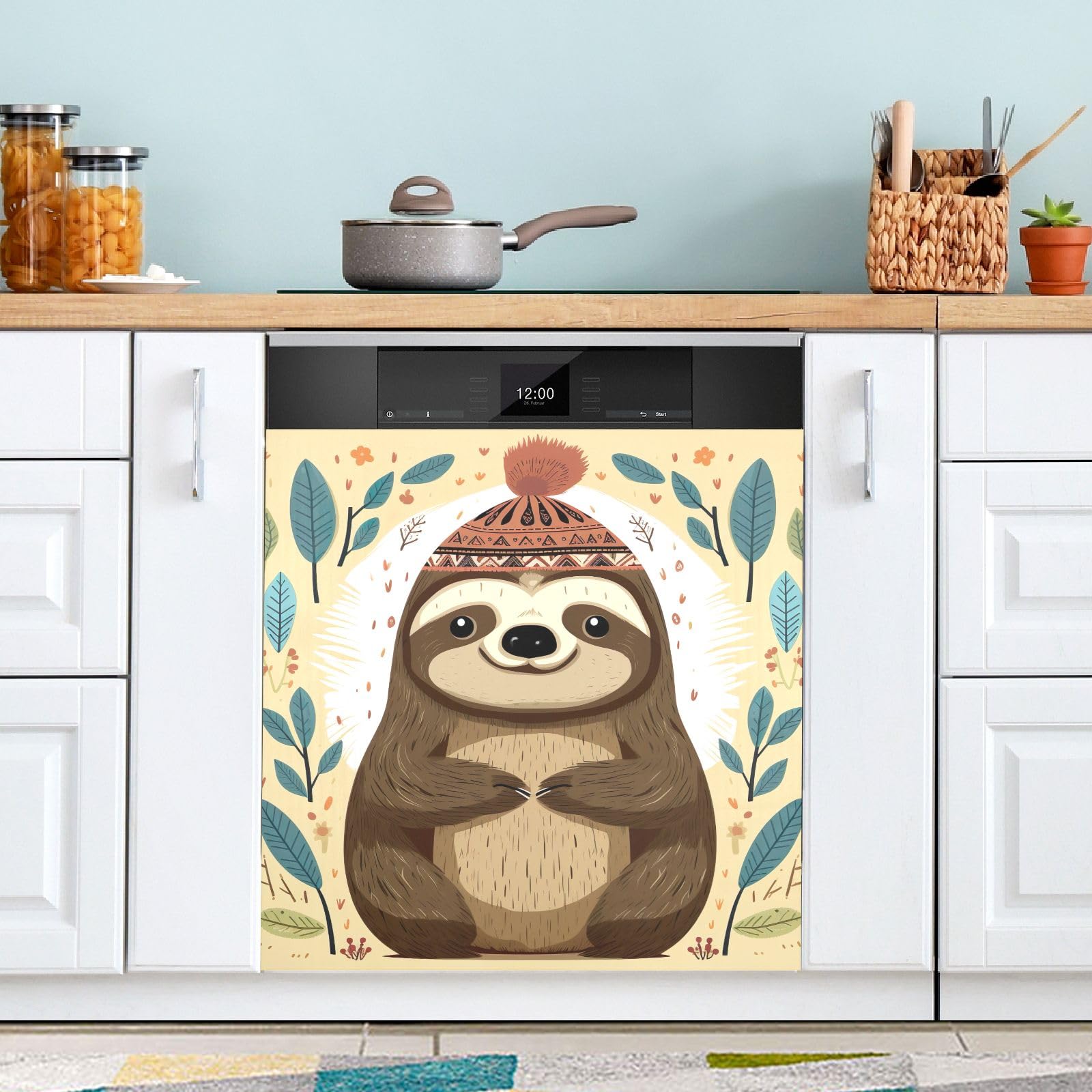 Magnetische Geschirrspüler-Abdeckung Boho-Stil – Goldfisch-Design, 58,4x66 Cm, Wasserdicht & Zuschneidbar