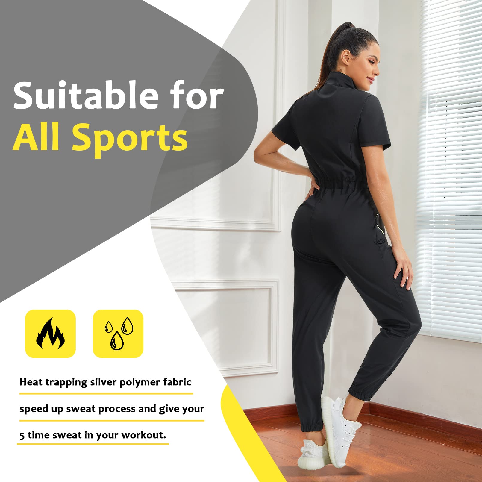 Junlan Tuta Sauna Magliette Termiche Donna Abbigliamento Sportivo Effetto Sauna Canottiera per sudare Sportiva Sauna Suit
