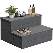 Greesum HDPE Hot Tub Steps, 600 lbs Capacity Outdoor Spa Steps, Dark Gray