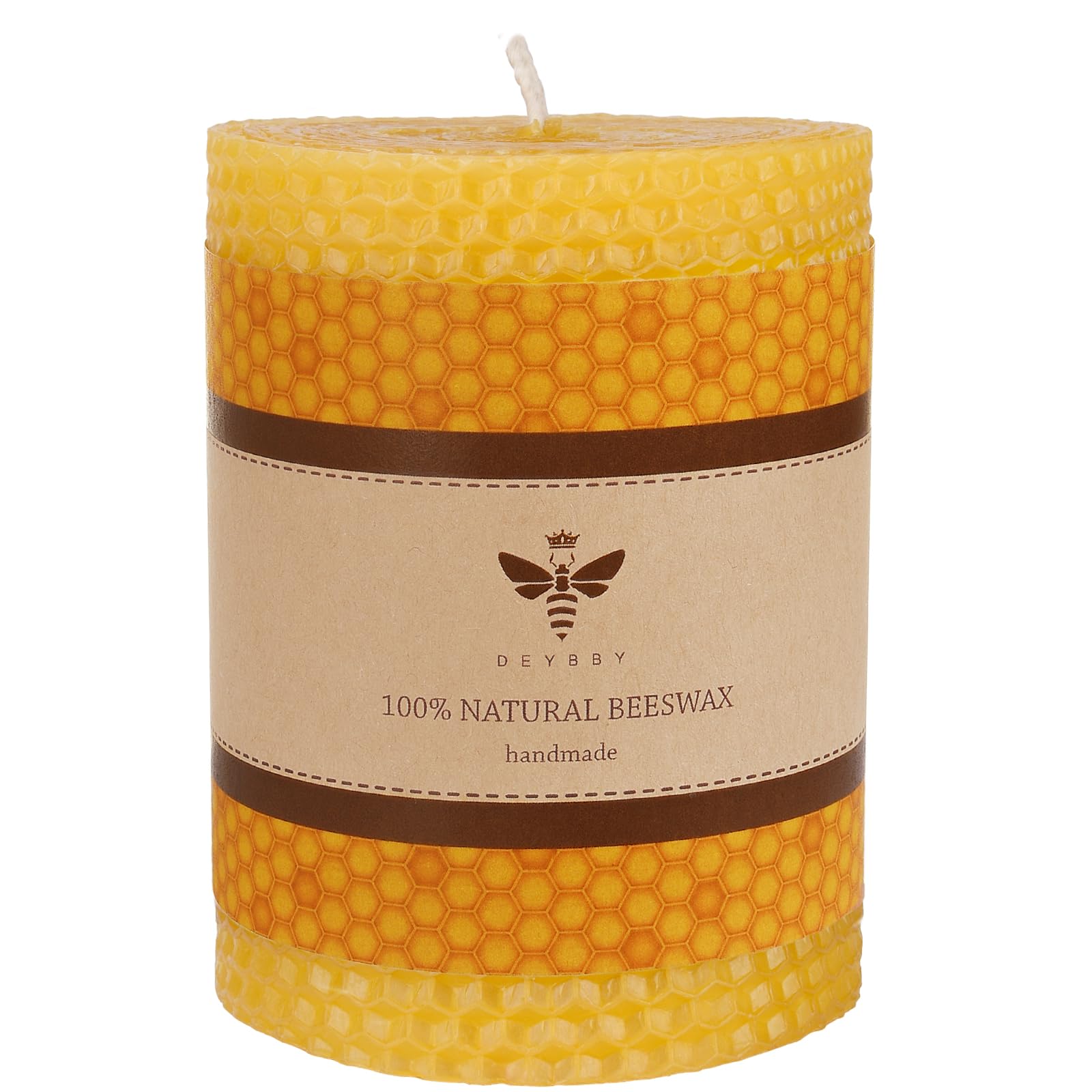 Vela de cera de abeja, hecha a mano, vela enrollada de cera de abeja pura para regalo y decoración del hogar (3 x 4 pulgadas)