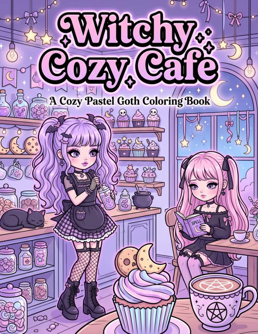 Witchy Cozy Cafe: A Cozy Pastel Goth Coloring Book