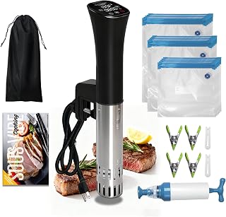 CATTLEMANCUISINE 1000W Sous Vide Cooker & Wine Chiller - Immersion Circulator Kit with Vacuum Bags, Pump, Precise Temp & Timer