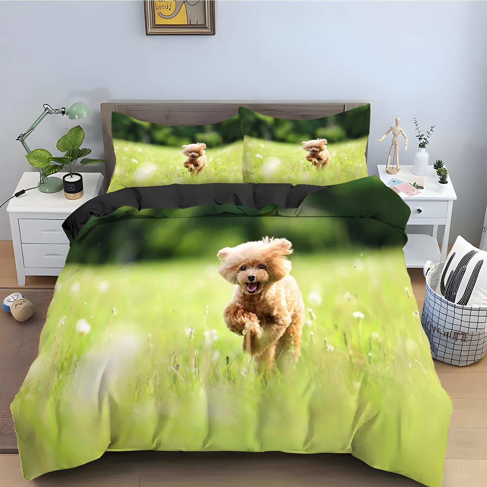 Housse de couette 220x240 chien en peluche pour une chambre d'enfant cocooning et nature