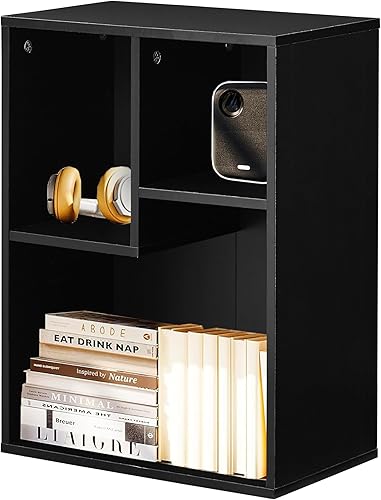 Miniatura 16 de VECELO - Librero pequeño blanco de 3 cubos, estante que se adapta a los libros de tapa dura más altos, disponible horizontalmente, organizador