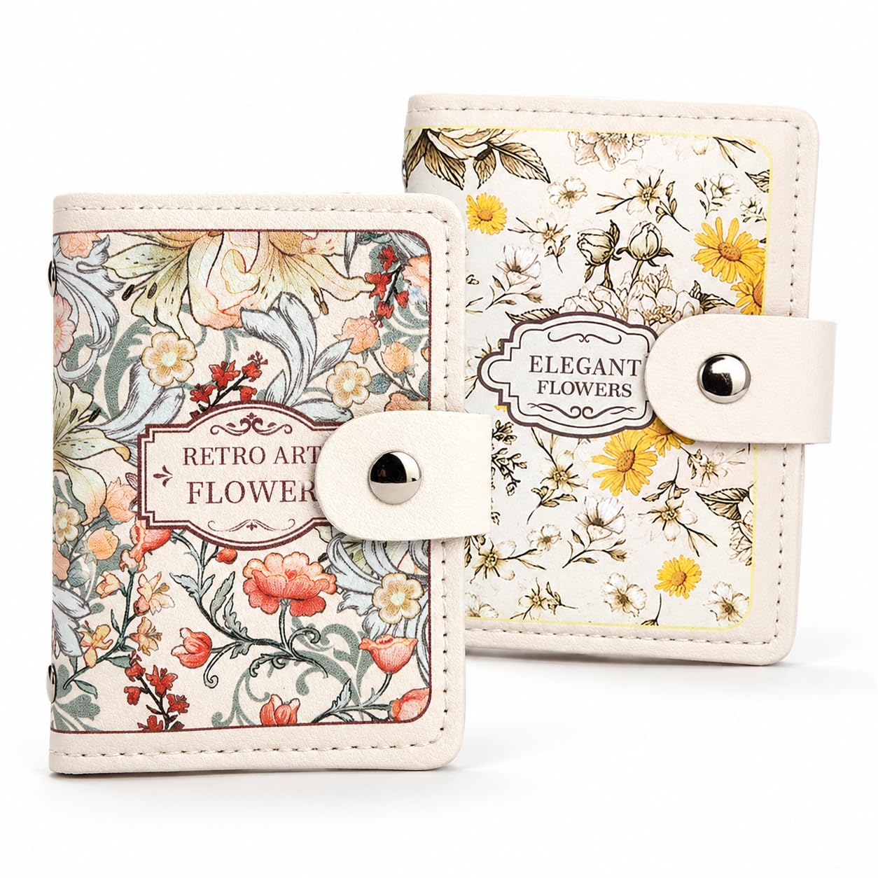 2 Pcs Floral Credit Card Holder for Women, Mini PU Leather Card Wallet with Snap Button, Compact Card Organiser for ID, Debit Cards, Membership Cards, Travel & Daily Use-picture-13