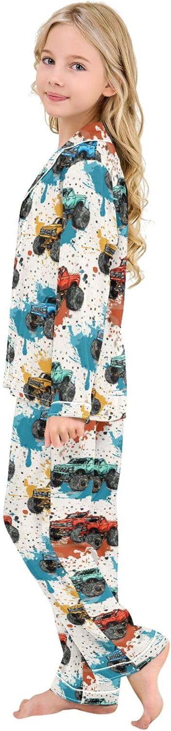 Silk Pajama Sets Long Sleeve Pajamas Soft Sleepwear 2 Piece Pjs Set