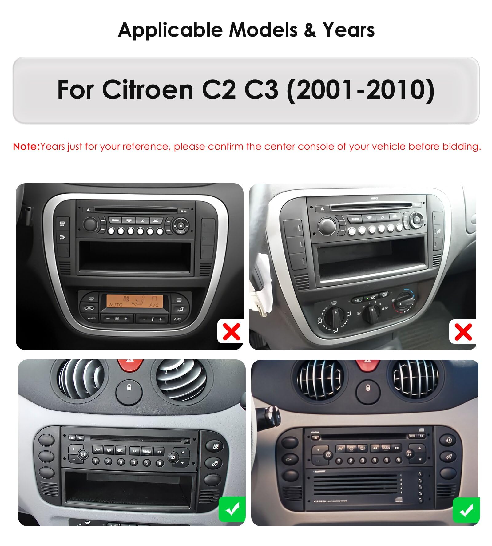 Ossuret Autoradio pour Citroen C2/C3 (2001-2010), 9 Pouces Android 13 écran Tactile 2+32 Go Navigation GPS avec Carplay Android Auto Commande au Volant DSP Bluetooth USB WiFi