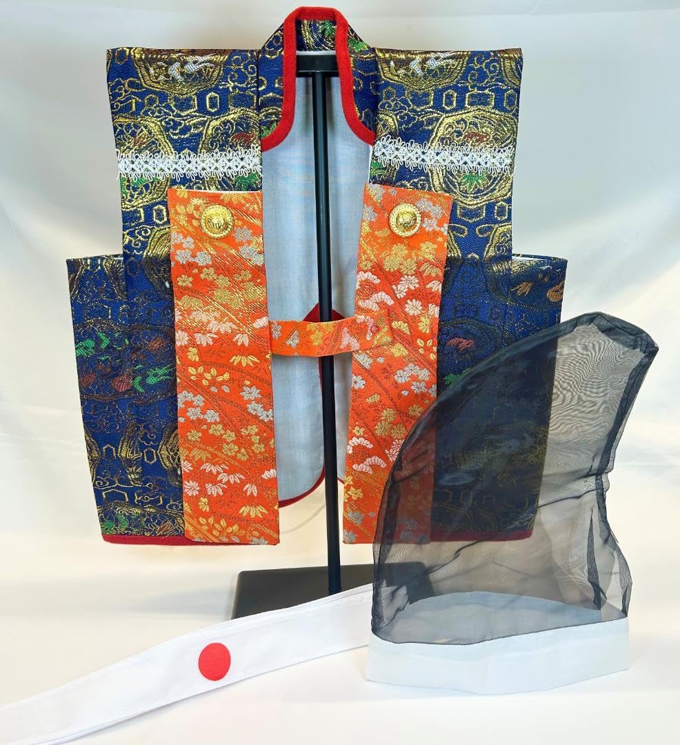 Amazon | 金襴 陣羽織（幼児用）3点セット はちまき 烏帽子 五月人形