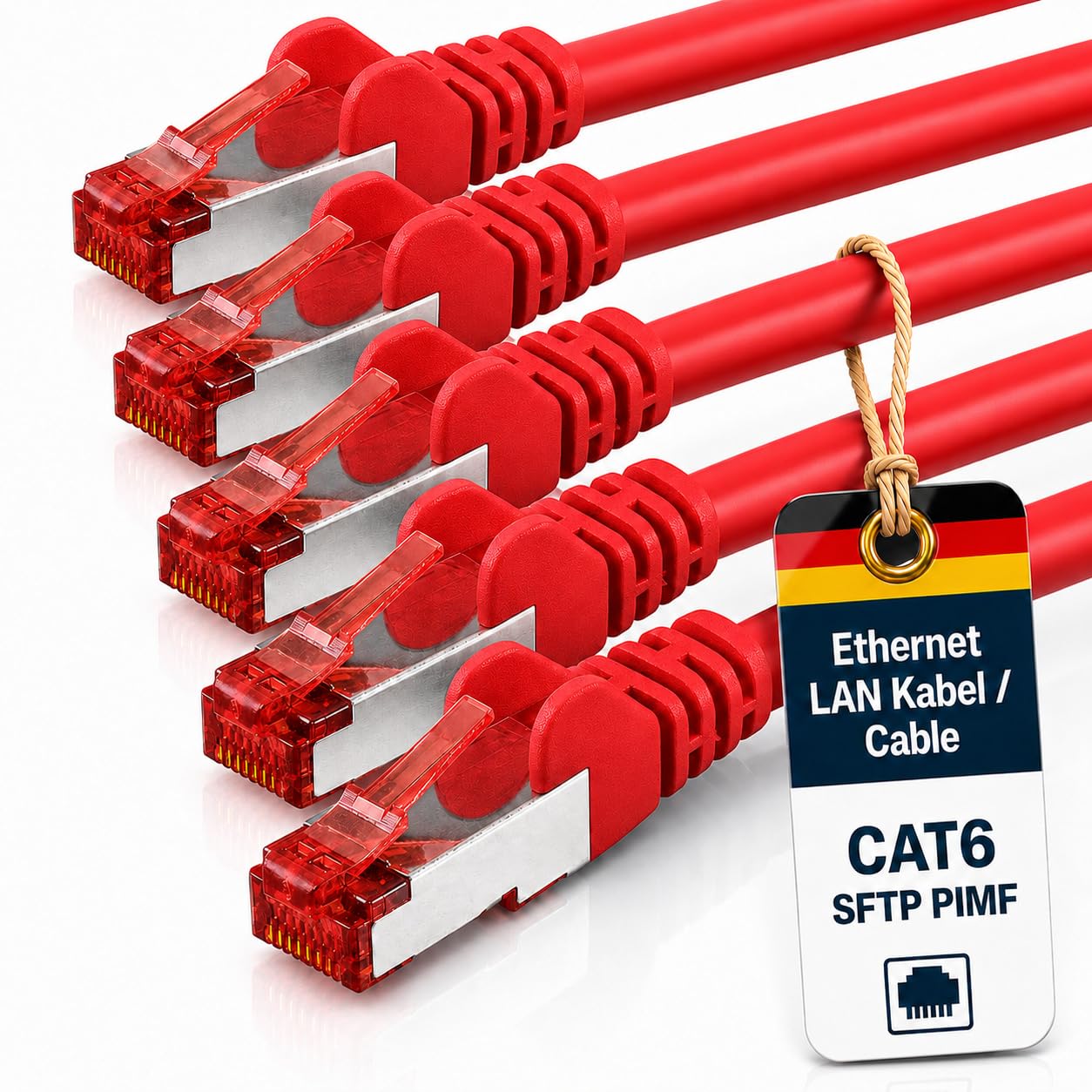 1aTTack.de 5x 0.25m - Cat 6 network cable patch cable Cat6 RJ45 SFTP - red