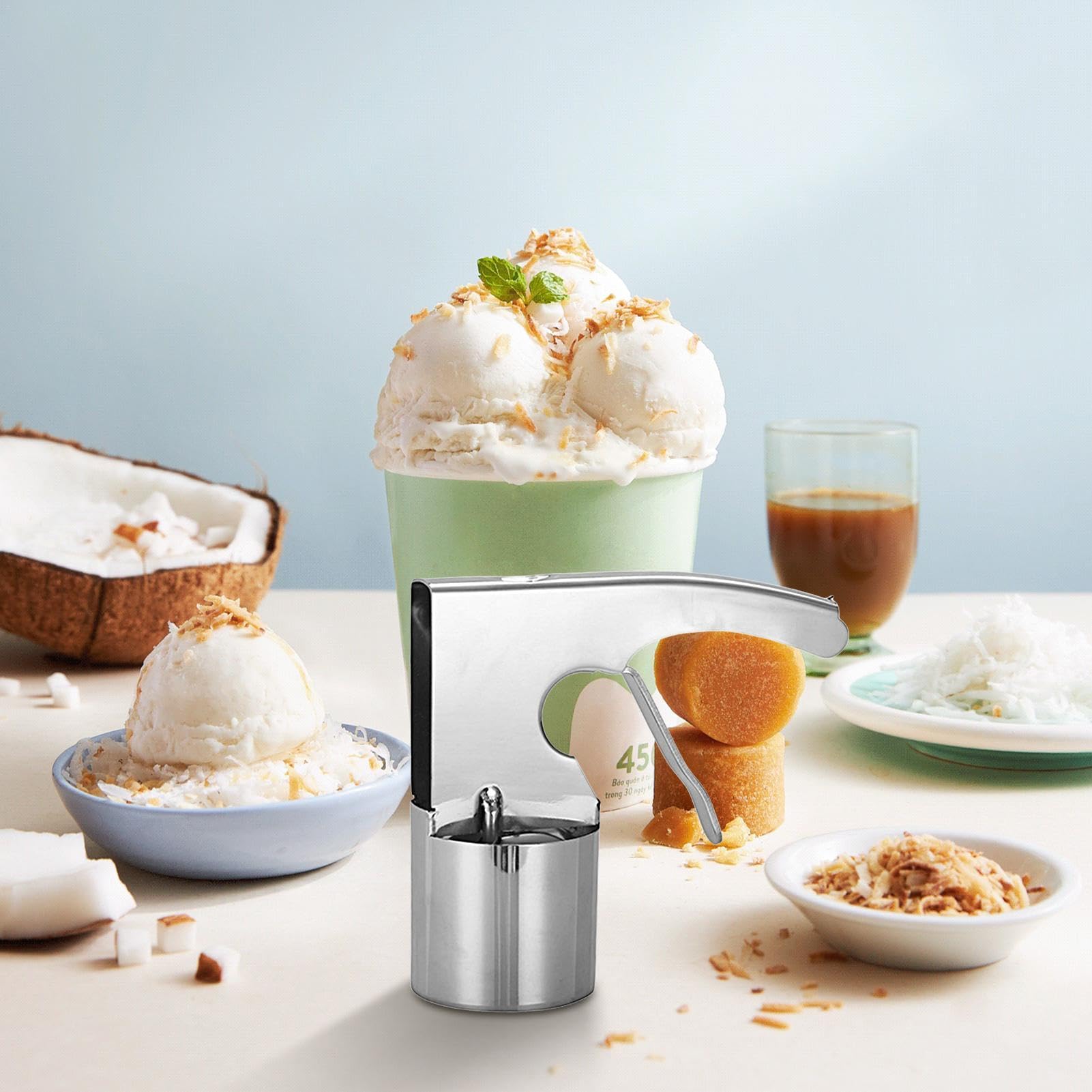 Paletta Per Gelato In Acciaio Inox Oro Rosa – Manico Antiscivolo, Apertura Facile, 20,5 Cm, Antiruggine, Lavabile In Lavastoviglie