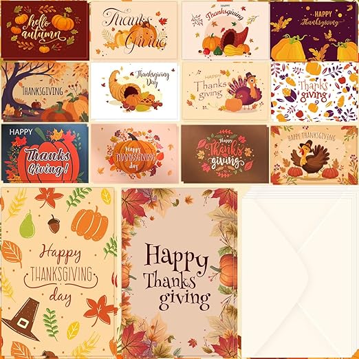 Osznmmg 28 Pack Thanksgiving Cards with Envelopes Bulk