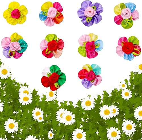 Miniatura 7 de Mruq pet 100 lazos para el pelo de perro, lazos a granel para perros pequeños con bandas de goma, lazos para el pelo de perros pequeños, mezcla de