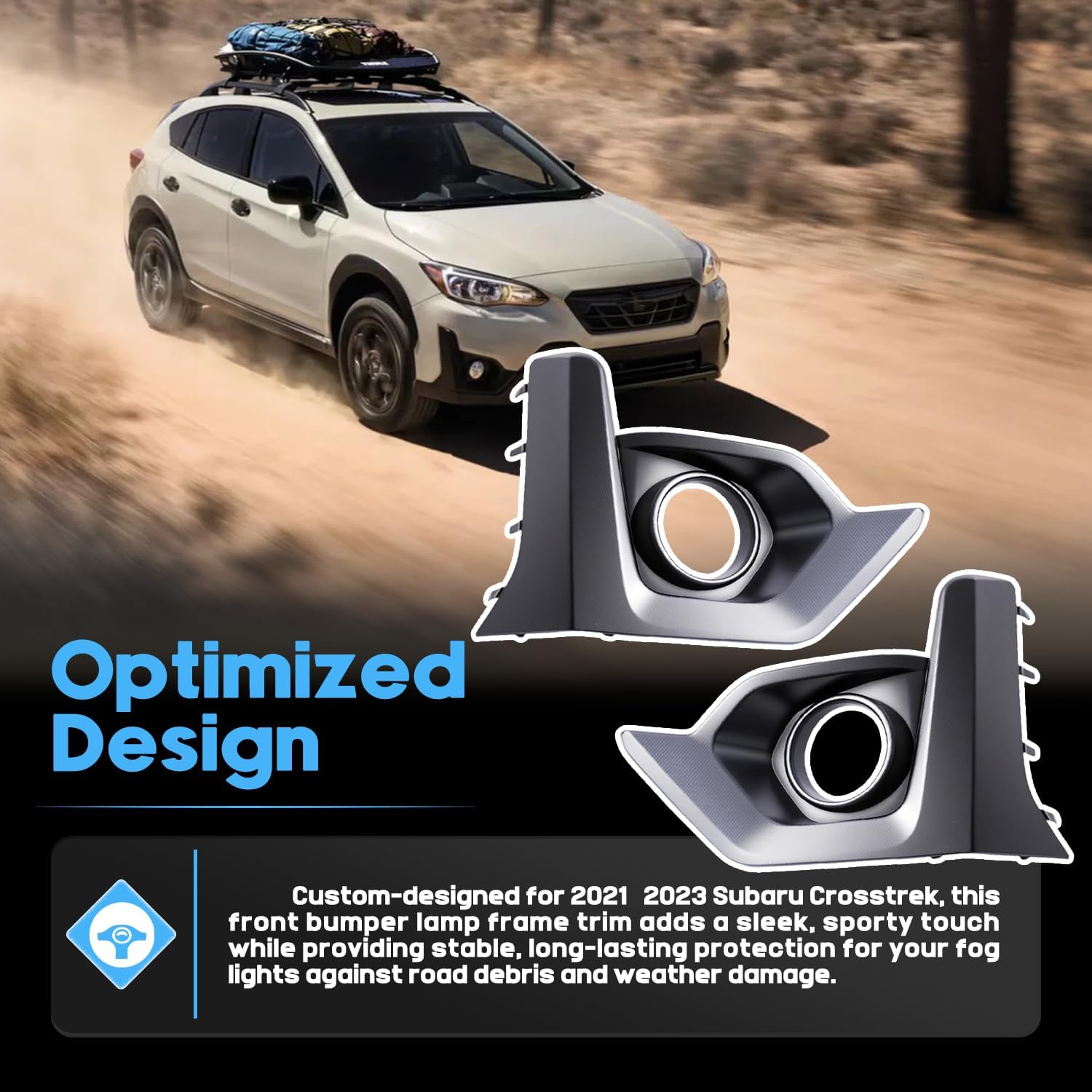 Front Bumper Fog Light Lamp Cover Driver&Passenger Side Fit for Subaru Crosstrek 21-23 Frame Light Grille Bezel Cover Replaces 57731FL860 57731FL870（Note:Does Not Fit Crosstrek Sport Models）