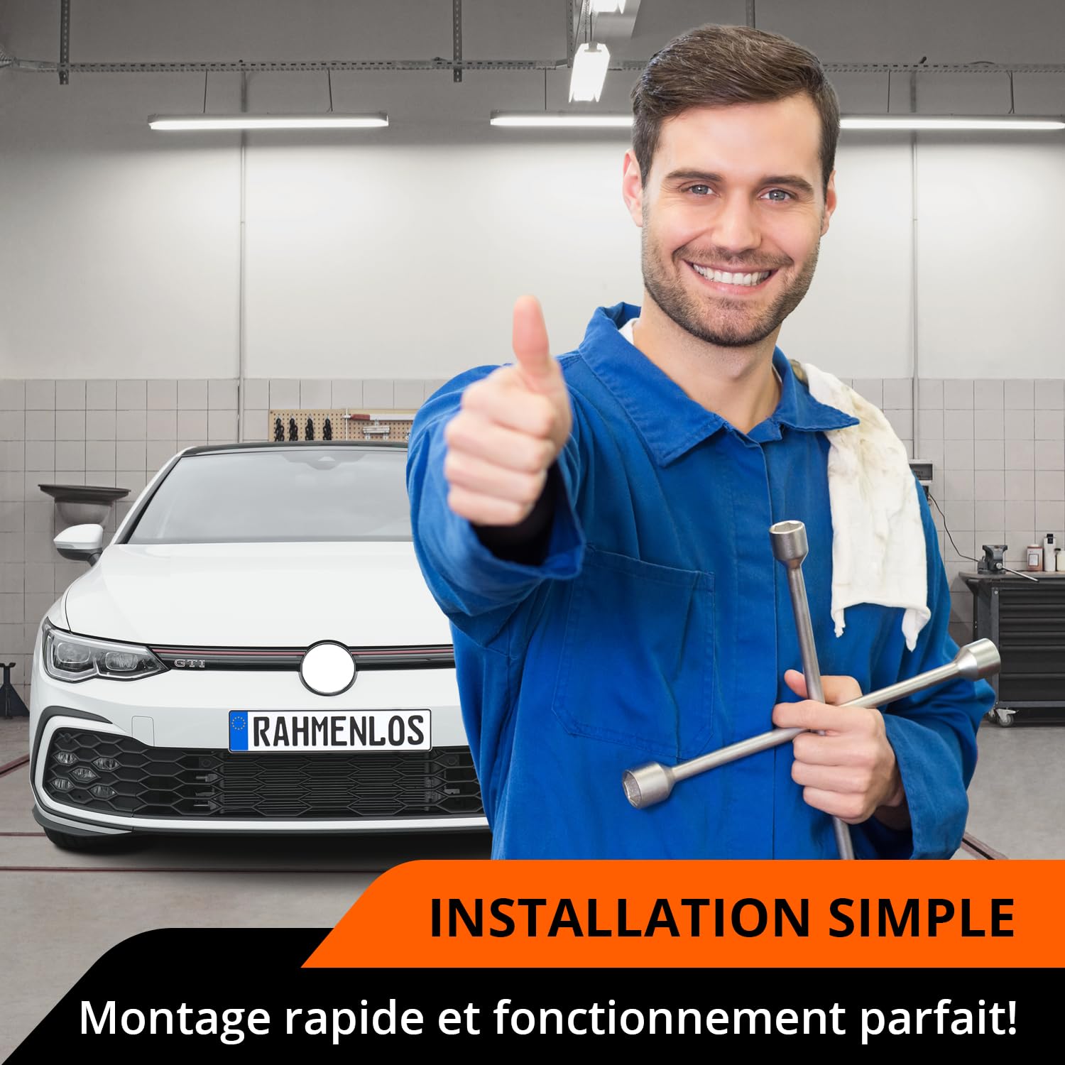 GENMAG® 2X Support de Plaque d'Immatriculation sans Cadre [Extra Fort & Universel] Support Plaque Immatriculation Voiture | Porte Plaque Immatriculation pour Auto Remorque Moto | Adhésif Invisible