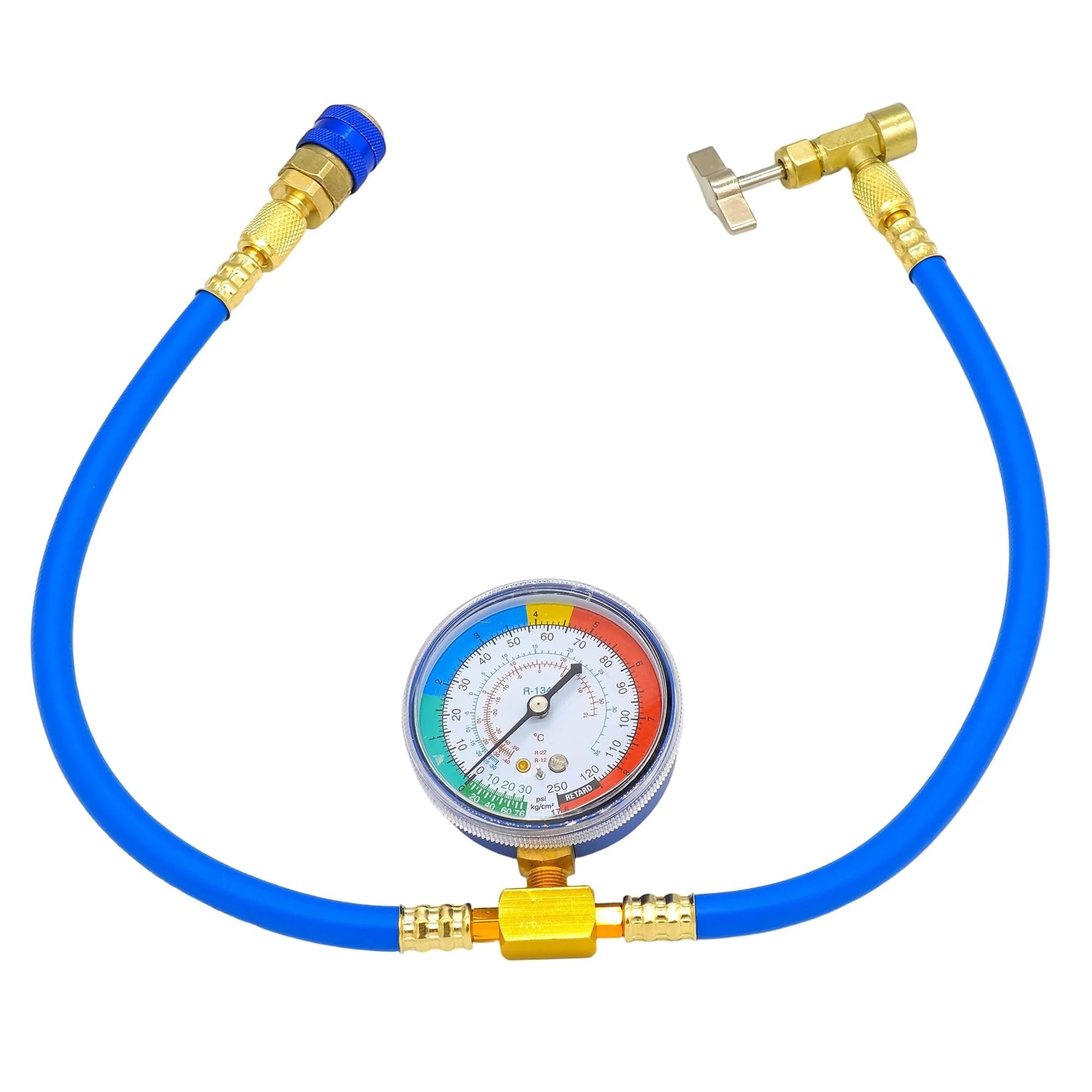 Manguera de medición de Recarga de refrigerante R134A de Aire Acondicionado de CA con manómetro for el hogar/Coche Compatible(Type B)