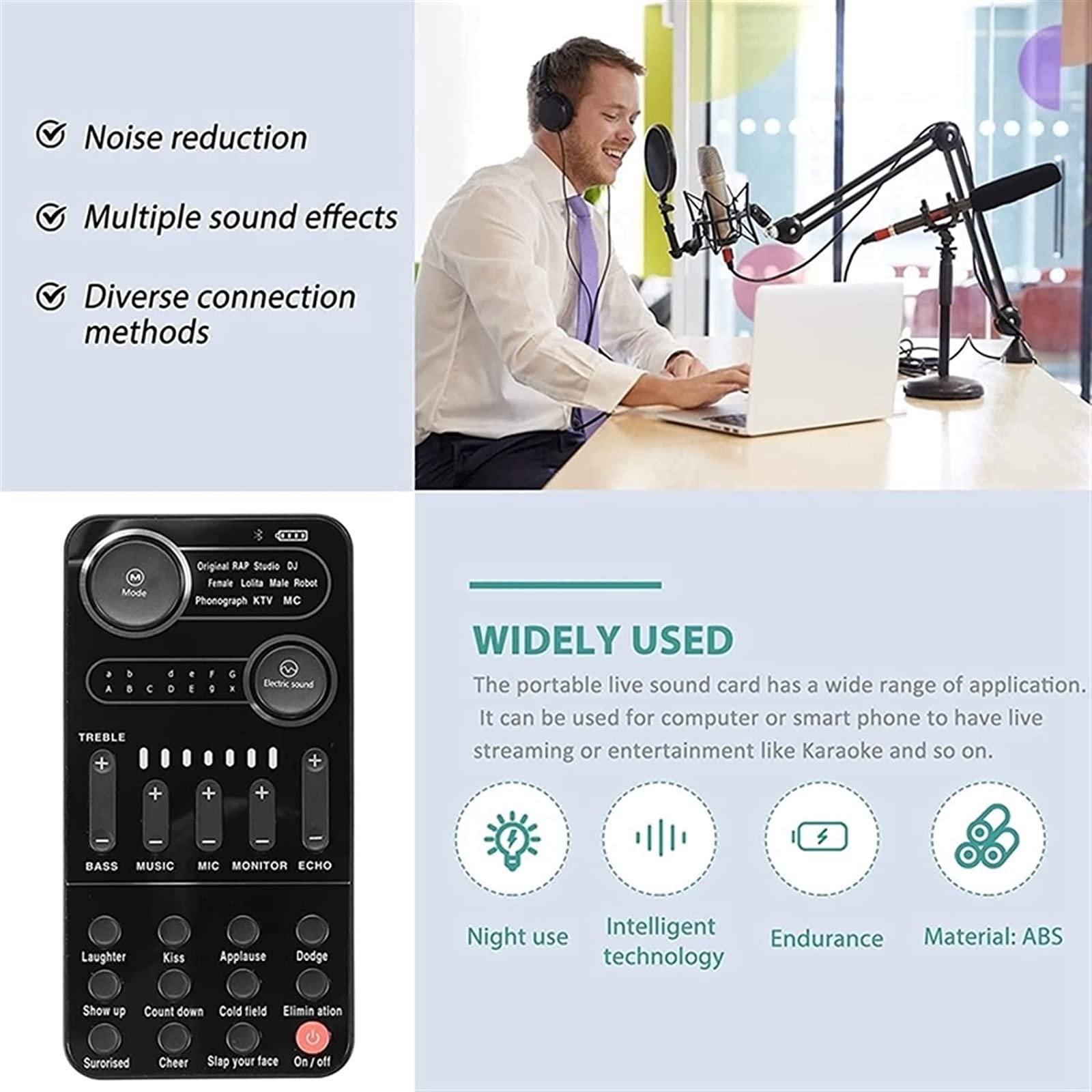 Mixer Audio Professionale, Scheda Audio Live, Scheda Audio per intrattenimento Video, Effetti sonori Multipli, Scheda Audio Live per Streaming Live