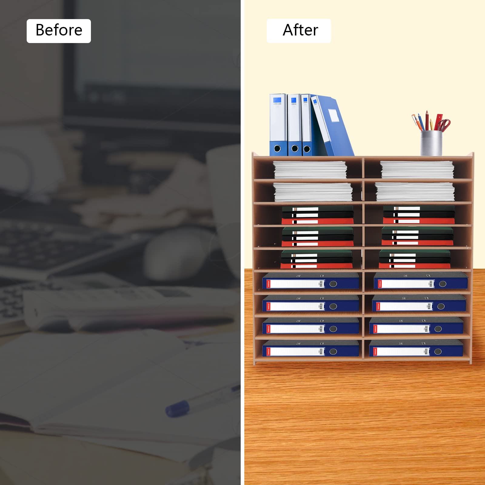Organizer da scrivania, formato A4, 18 scomparti, documento/carta/vassoio per lettere Office Desktop File Letterature Organizzatore aule Magazine Storage Rack